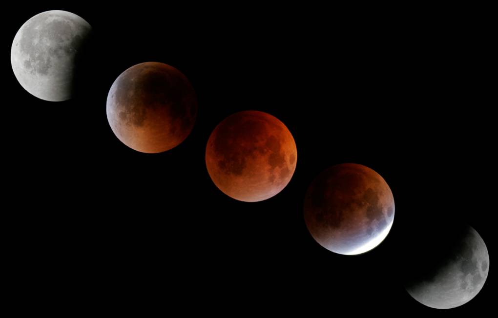 Phases of a blood moon from a transition of a regular moon.