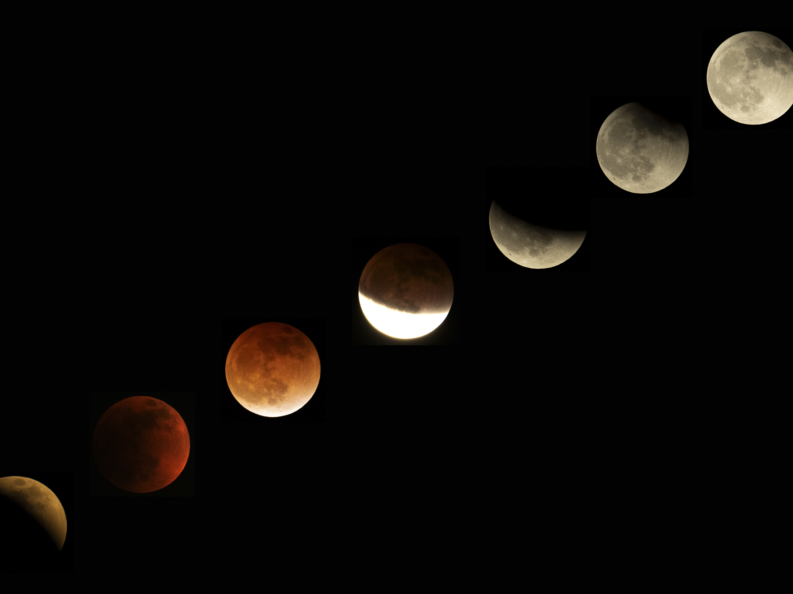 Blood moon in transition from regular moon
